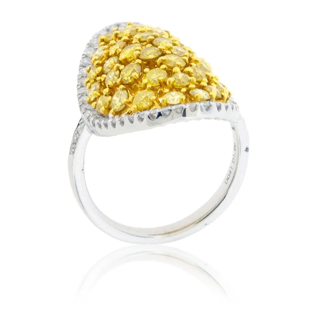 Yellow Diamond & Diamond Halo Oval Shape Ring