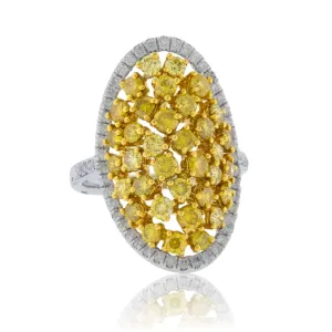 Yellow Diamond & Diamond Halo Oval Shape Ring