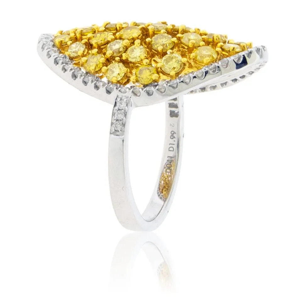 Yellow Diamond & Diamond Halo Oval Shape Ring