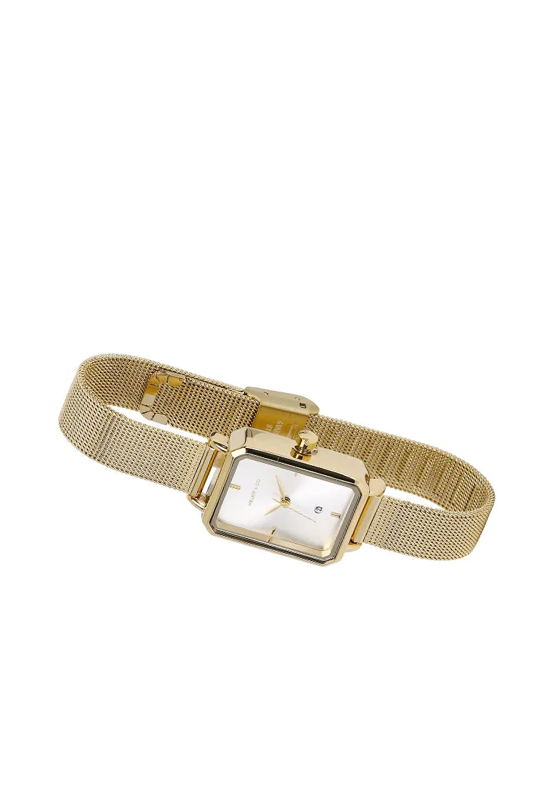 Zara Gold Mesh Analogue Watch (Gold)