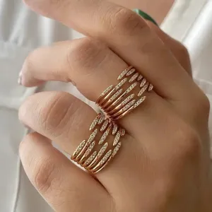 Zircon Double Crossed Shape Rings For Women Gold Plated Stainless Steel Cross Ring Luxury Wedding Couple Rings Aesthetic Jewelry