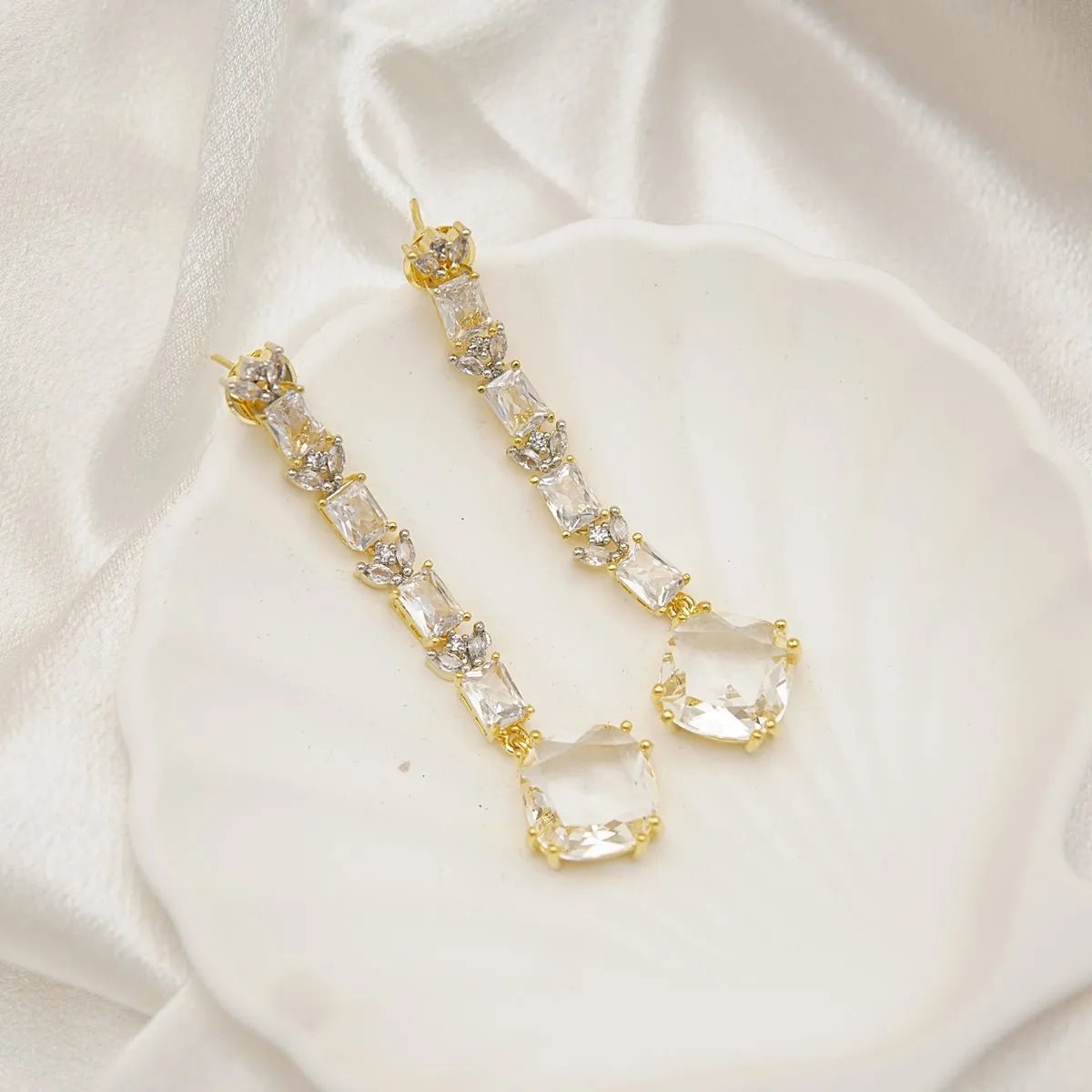 Zirconia Diamonds Long Earrings