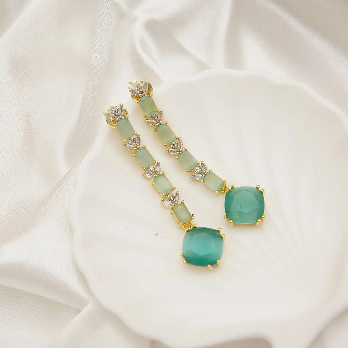 Zirconia Diamonds Long Earrings