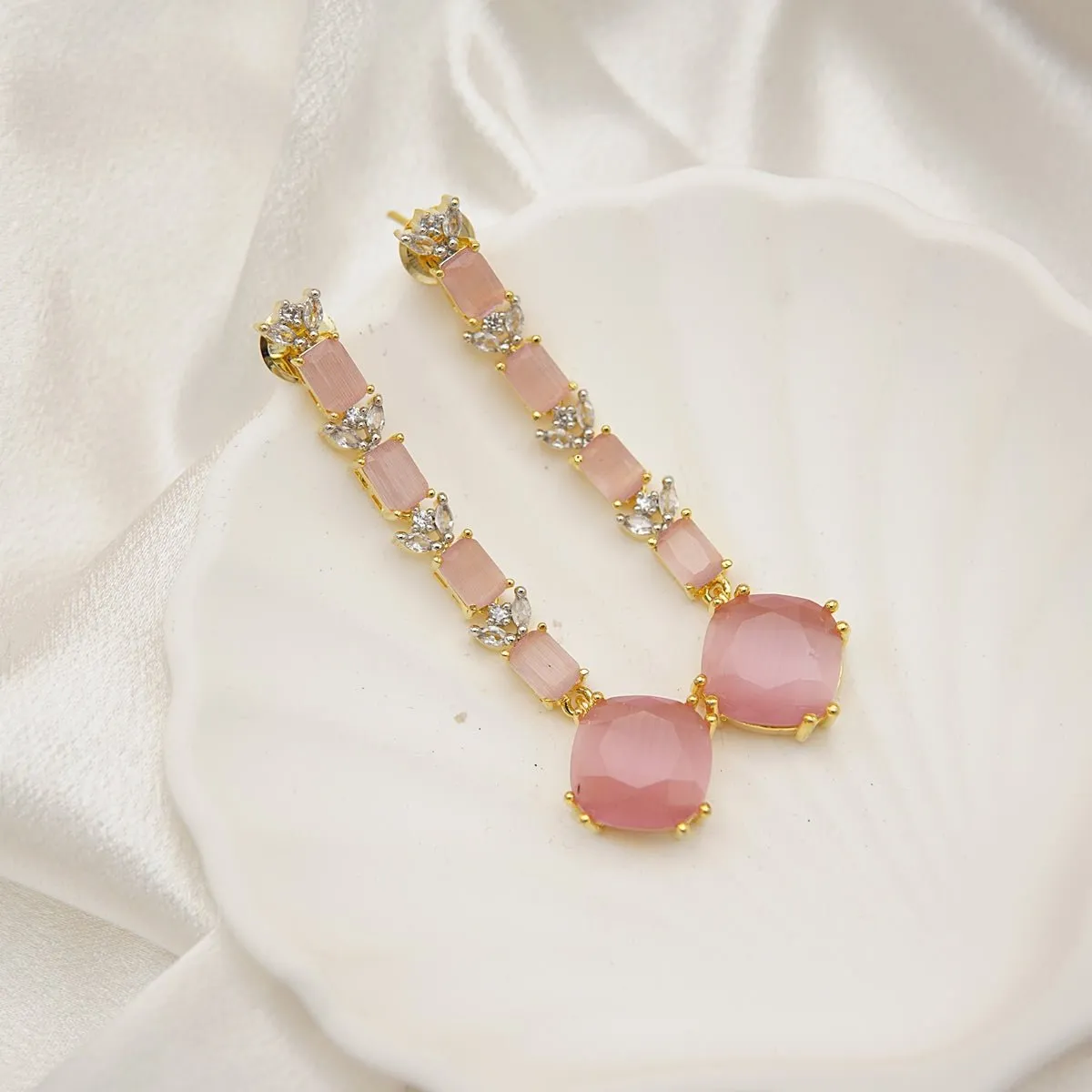 Zirconia Diamonds Long Earrings