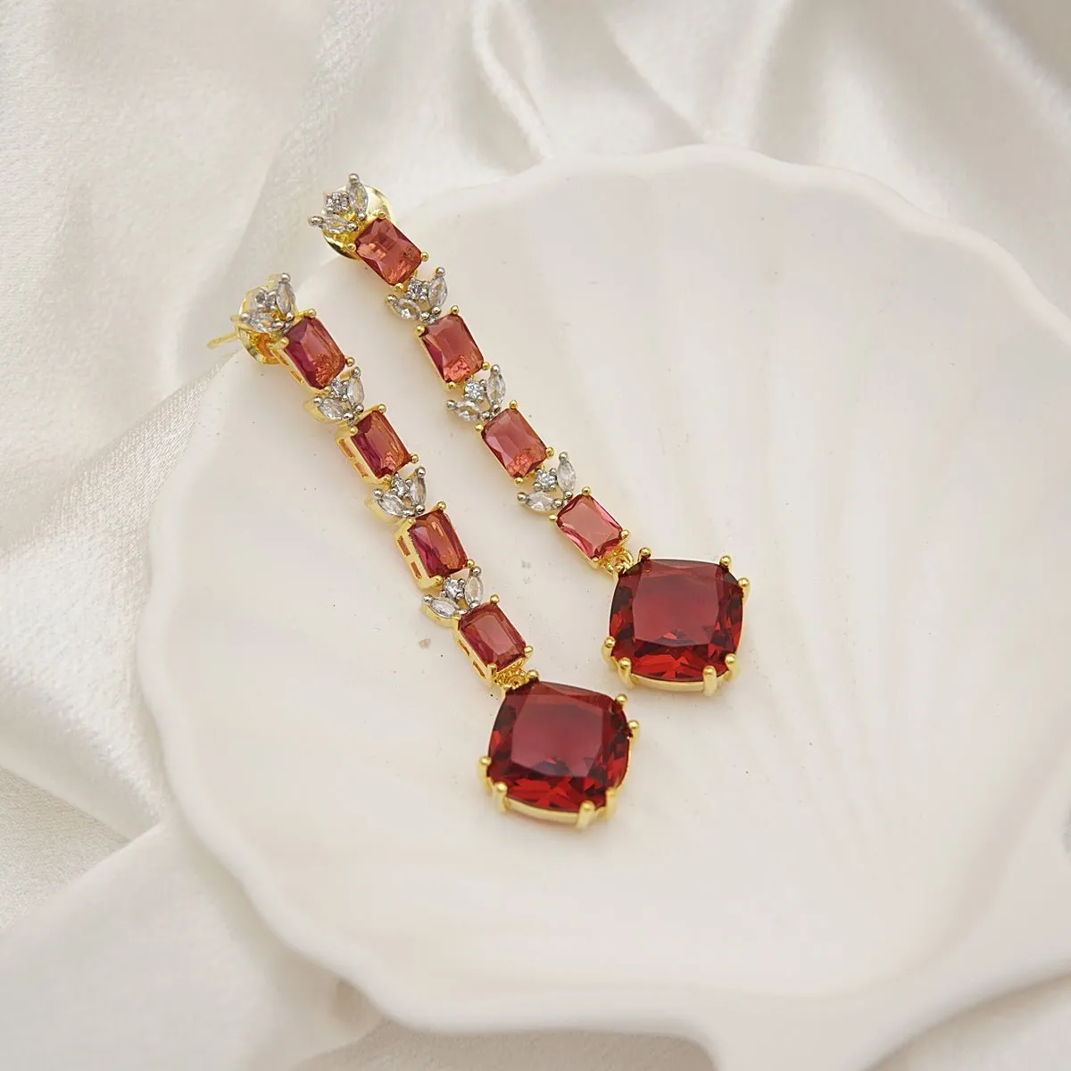 Zirconia Diamonds Long Earrings
