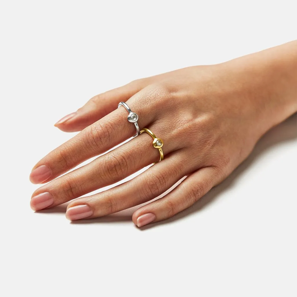 Zora with Rose Cut Diamond, Sterling Silver
