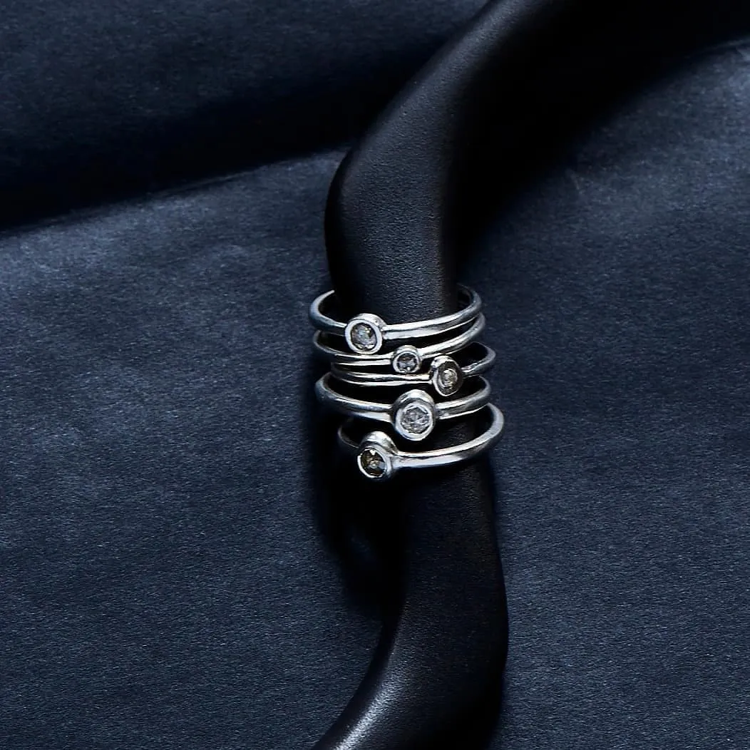 Zora with Rose Cut Diamond, Sterling Silver
